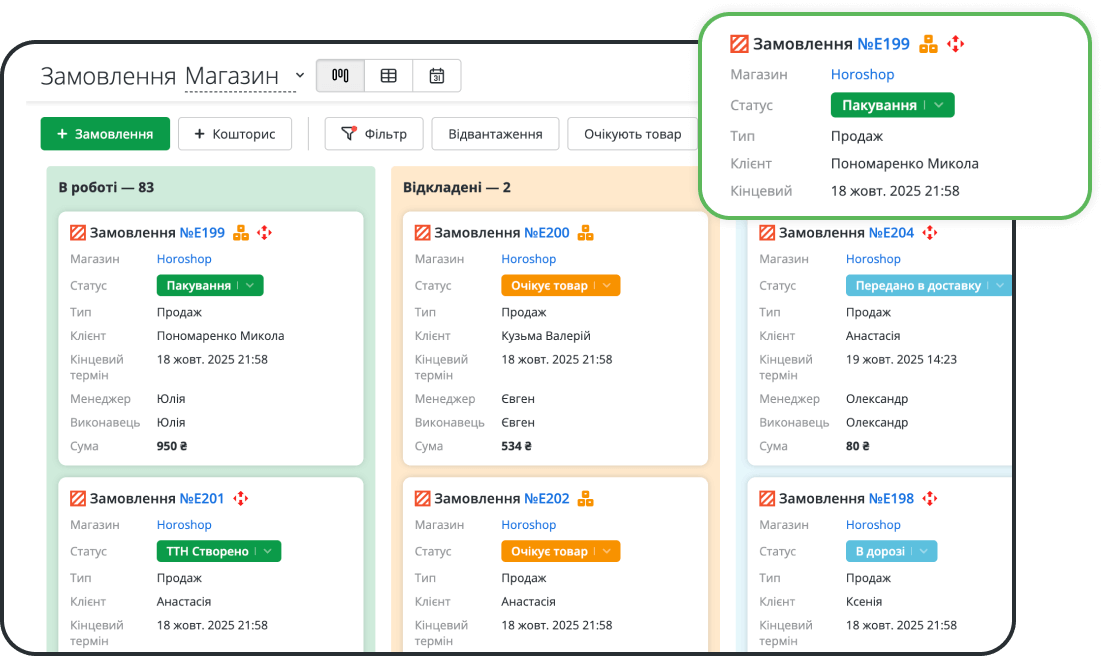 Контроль продажів, інтернет-торгівля і доставка в одній CRM