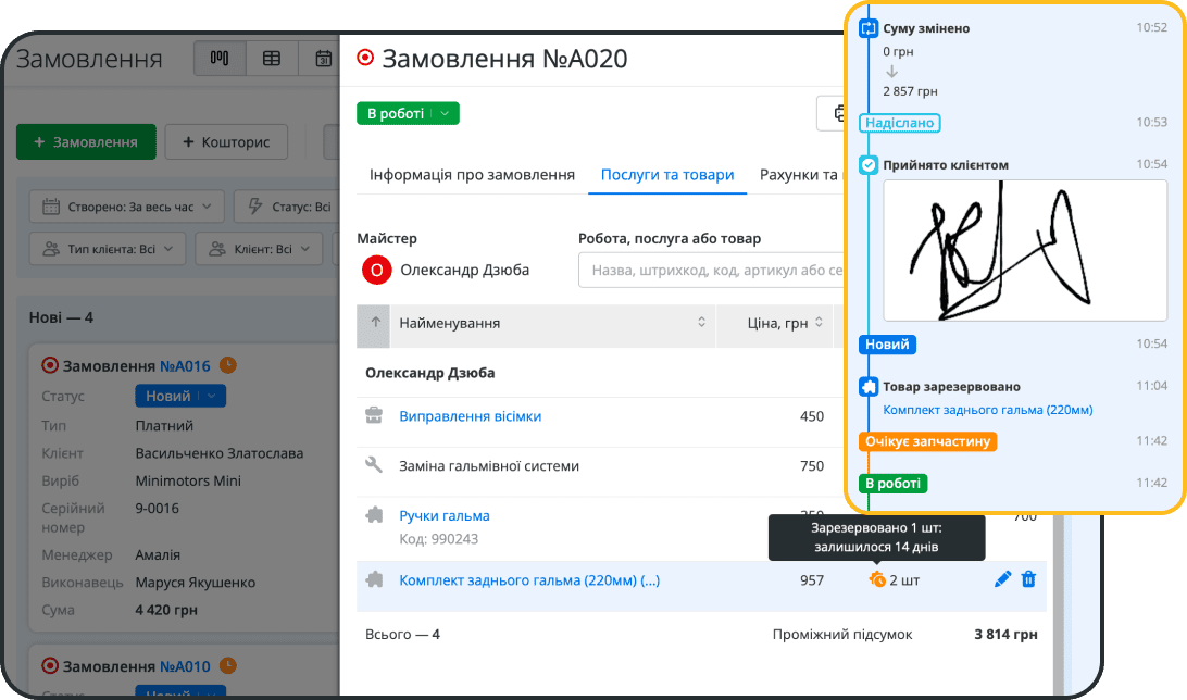 Контроль замовлень у сфері послуг і торгівлі