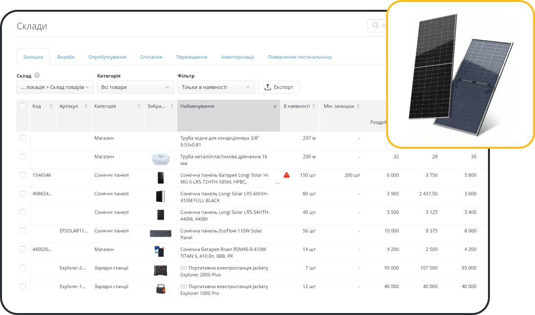 Автоматизований складський облік у CRM